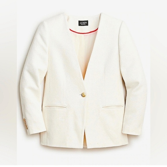 J. Crew Collection Alfie Collarless Blazer Cotton Blend Bouclé New with Tag! - Picture 5 of 11